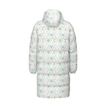 Women's Floral Long Down Puffer Coat | Pink & Mint Winter Jacket