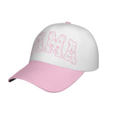 Mama Floral Snapback Hat | Pink & White Adjustable Curved Brim Baseball Cap