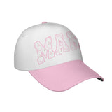 Mama Floral Snapback Hat | Pink & White Adjustable Curved Brim Baseball Cap