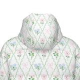 Women's Floral Long Down Puffer Coat | Pink & Mint Winter Jacket