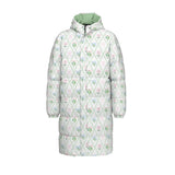 Women's Floral Long Down Puffer Coat | Pink & Mint Winter Jacket
