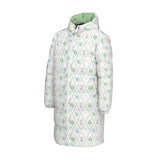 Women's Floral Long Down Puffer Coat | Pink & Mint Winter Jacket