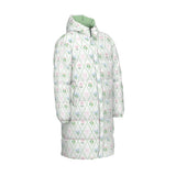 Women's Floral Long Down Puffer Coat | Pink & Mint Winter Jacket
