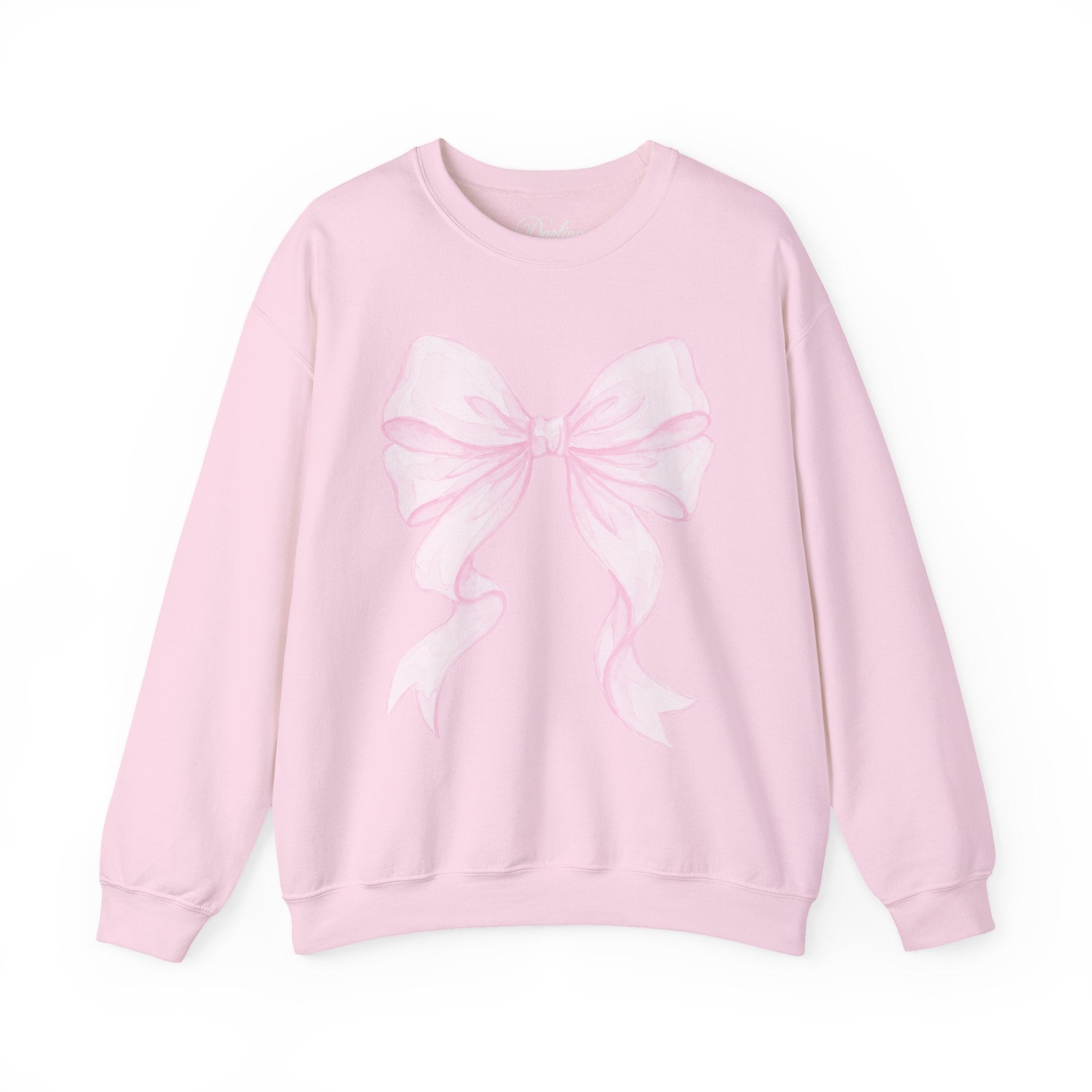 Blush Pink Vintage Bow Fleece Crewneck Sweatshirt