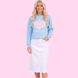 Hello Fall Pink Gingham Pumpkin Garment-Dyed Sweatshirt | Cozy Autumn Pullover
