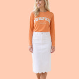 Pumpkin Season Long Sleeve Cotton Graphic Tee | Women's Fall Shirt