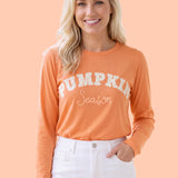 Pumpkin Season Long Sleeve Cotton Graphic Tee | Women's Fall Shirt