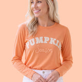 Pumpkin Season Long Sleeve Cotton Graphic Tee | Women's Fall Shirt