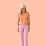 Pumpkin Bow Curved Brim Snapback Cap