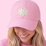 Pink Floral Pumpkin Baseball Cap