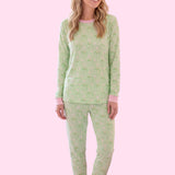 Green Polka Dot Pumpkin Cotton Pajama Set | Women's Long Sleeve Lounge Set