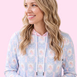 Pastel Pumpkin Toile Women's Fleece Hoodie | Soft Long Sleeve Hooded Pullover