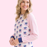 Pink Bow Pumpkin Lightweight Women's Sweatshirt
