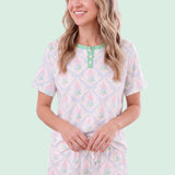 Pastel Christmas Tree Women's Short Pajama Set | Soft Lounge & Sleep Set