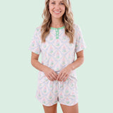Pastel Christmas Tree Women's Short Pajama Set | Soft Lounge & Sleep Set