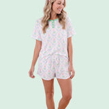 Pastel Christmas Tree Women's Short Pajama Set | Soft Lounge & Sleep Set