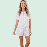 Pastel Christmas Tree Women's Short Pajama Set | Soft Lounge & Sleep Set