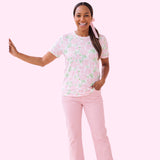 Pink Rose & Bow Floral Cotton T-Shirt | 190GSM Cotton