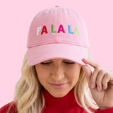 FA LA LA Embroidered Pink Cotton Baseball Cap | Women's Christmas Duckbill Hat