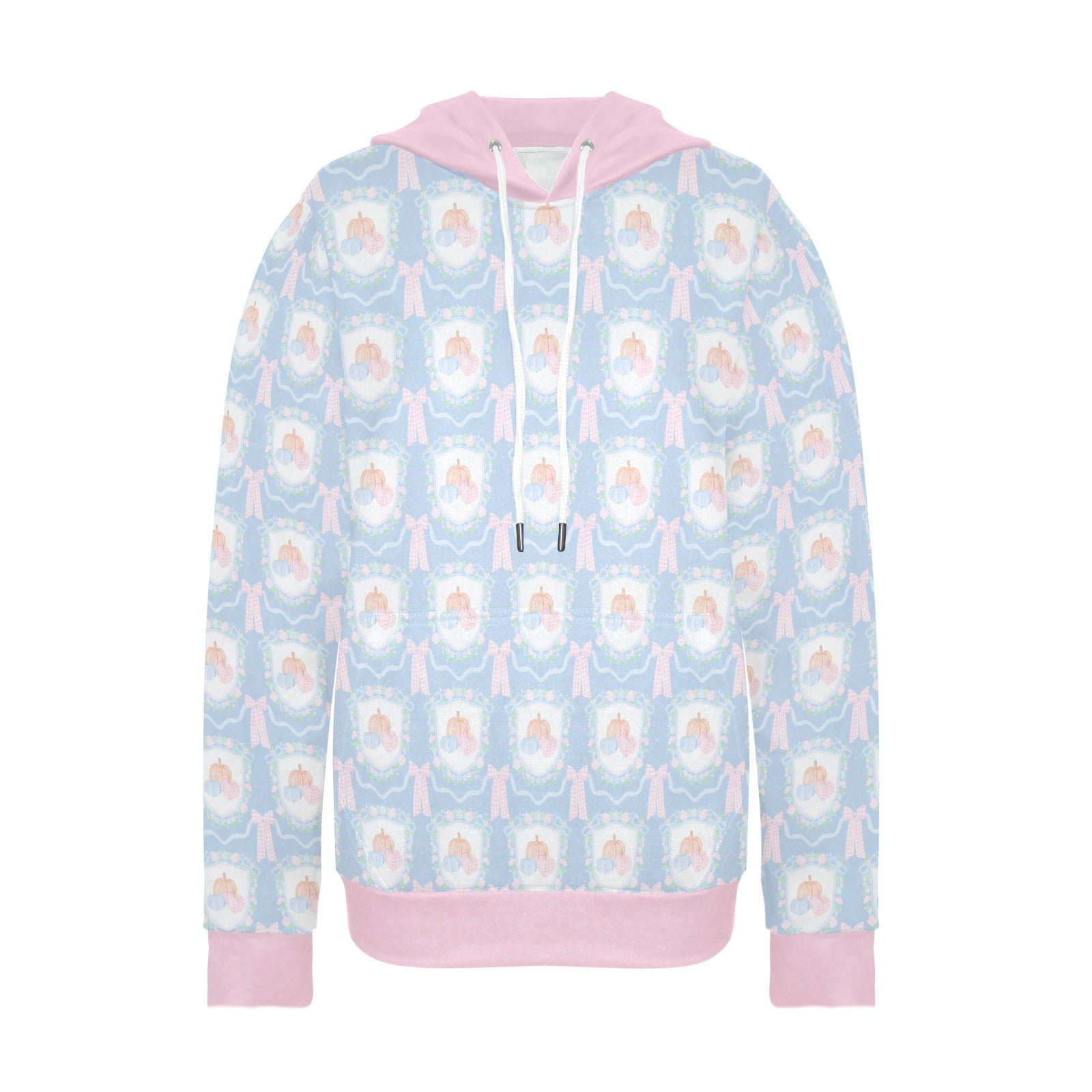 Pastel Pumpkin Toile Women's Fleece Hoodie | Soft Long Sleeve Hooded Pullover
