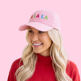 FA LA LA Embroidered Pink Cotton Baseball Cap | Women's Christmas Duckbill Hat
