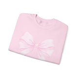 Blush Pink Vintage Bow Fleece Crewneck Sweatshirt