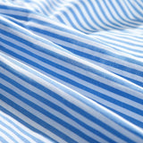 Blue Stripe Scallop Tiered Maxi Dress | Feminine Puff Sleeve Dress