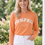 Pumpkin Season Long Sleeve Cotton Graphic Tee | Women's Fall Shirt