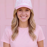 Mama Floral Snapback Hat | Pink & White Adjustable Curved Brim Baseball Cap
