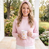 Pink Pumpkin & Bow Ceramic Mug – 15oz Fall Coffee Mug | Microwave & Dishwasher Safe | Made in USA