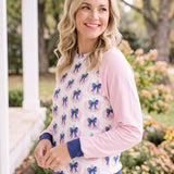 Pink Bow Pumpkin Lightweight Women's Sweatshirt