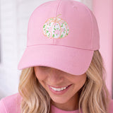Pink Floral Pumpkin Baseball Cap