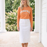 Pumpkin Season Long Sleeve Cotton Graphic Tee | Women's Fall Shirt