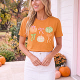 Pastel Pumpkin & Bow Graphic Tee | 100% Cotton Fall T-Shirt