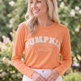 Pumpkin Season Long Sleeve Cotton Graphic Tee | Women's Fall Shirt
