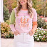 Autumn Vibes Colorblock Long Sleeve Tee | 100% Cotton Women's Fall Shirt