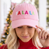 FA LA LA Embroidered Pink Cotton Baseball Cap | Women's Christmas Duckbill Hat