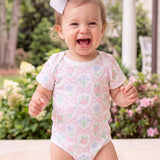 Pink Bow Floral Baby Bodysuit | 100% Organic Cotton Infant Onesie