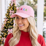 FA LA LA Embroidered Pink Cotton Baseball Cap | Women's Christmas Duckbill Hat