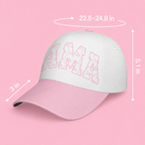 Mama Floral Snapback Hat | Pink & White Adjustable Curved Brim Baseball Cap
