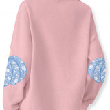 Pumpkin Chinoiserie Elbow Patch Half-Zip Sweatshirt