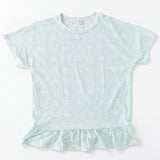 Mint Floral Peplum Top | Feminine Ruffle Hem Tee