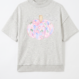 Pink Floral Pumpkin Mock Neck Sweatshirt | PREORDER