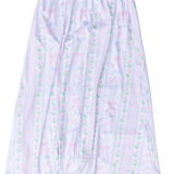 Pastel Bow & Tulip High-Waisted Pleated Midi Skirt with Pockets