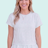 Mint Floral Peplum Top | Feminine Ruffle Hem Tee
