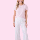 Pink Bow & Floral Ruffle Pajama Pants | Soft Lounge Pants | Feminine Sleepwear | Cozy Women's PJ Bottoms