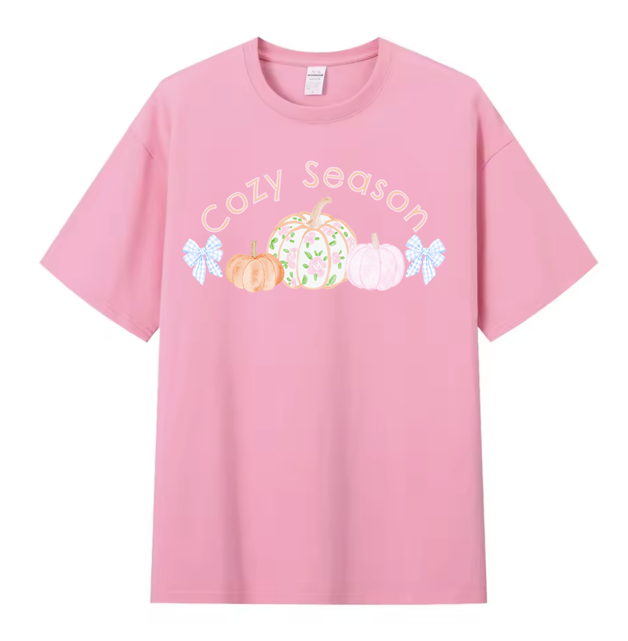 Cozy Season Pumpkin Graphic Tee | 230 GSM 100% Cotton T-Shirt