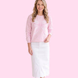 Blush Pink Vintage Bow Fleece Crewneck Sweatshirt