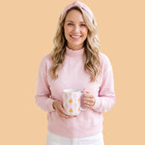Pink Pumpkin & Bow Ceramic Mug – 15oz Fall Coffee Mug | Microwave & Dishwasher Safe | Made in USA