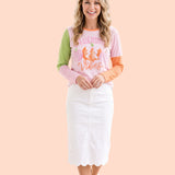 Autumn Vibes Colorblock Long Sleeve Tee | 100% Cotton Women's Fall Shirt